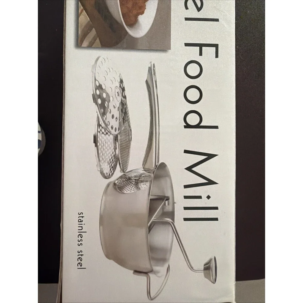 Food Mill  Stainless Steel Food Mill 1.26-Quart with Hand Crank and 3 Grindi New